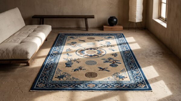 Antique peking hallway runner wool ivory rug 10 Antique peking hallway runner wool ivory rug (sku 22887) - room view