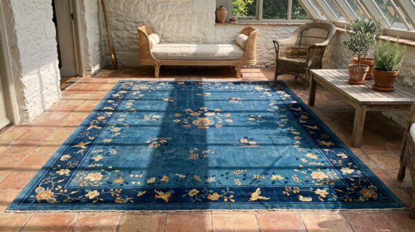 Antique peking large room size wool blue rug (sku 22833) - room view
