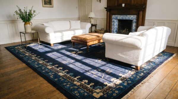 Antique peking large room size wool blue navy rug (sku 24318) - room view