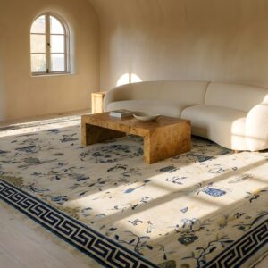 Antique Peking Large Room Size Wool Ivory Rug (SKU 24421) - room view