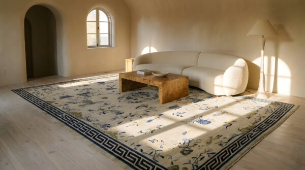 Antique peking large room size wool ivory rug 8 Antique peking large room size wool ivory rug (sku 24421) - room view