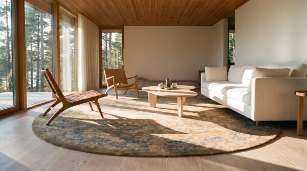Antique peking oval room size wool mocha rug (sku 24107) - room view