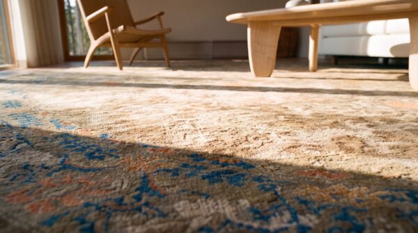 Antique peking oval room size wool mocha rug (sku 24107) - in-room detail