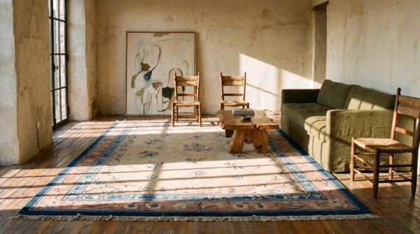 Antique peking room size wool beige rug 5 Antique peking room size wool beige rug (sku 22930) - room view