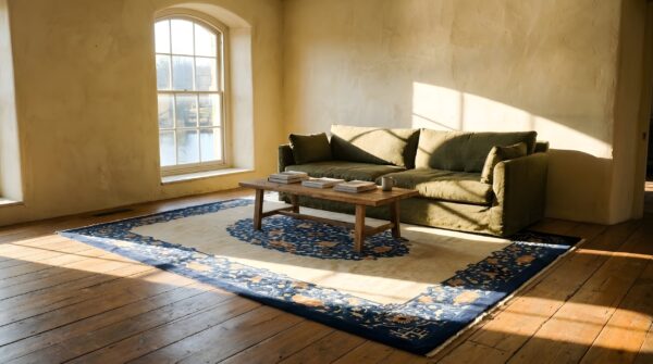 Antique peking room size wool beige, blue rug 9 Antique peking room size wool beige, blue rug (sku 24572) - room view