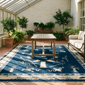 Antique Peking Room Size Wool Beige, Navy Rug (SKU 23853) - room view