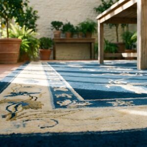 Antique Peking Room Size Wool Beige, Navy Rug (SKU 23853) - in-room detail