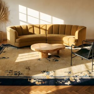 Antique Peking Room Size Wool Black, Ivory Beige Cream White Rug (SKU 24640) - room view