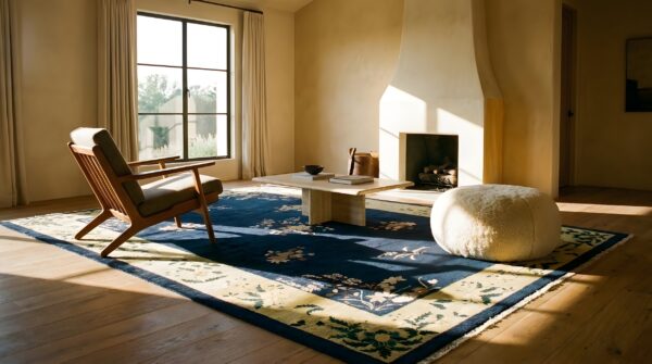 Antique peking room size wool blue rug 20 Antique peking room size wool blue rug (sku 24764) - room view