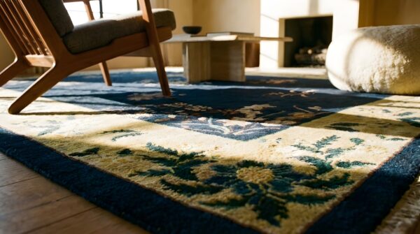 Antique peking room size wool blue rug 21 Antique peking room size wool blue rug (sku 24764) - in-room detail