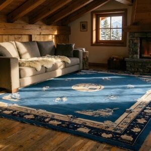 Antique Peking Room Size Wool Pile Blue Chinese Rug (SKU 23677) - room view