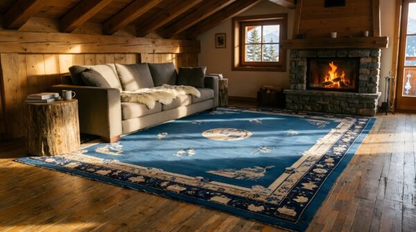 Antique peking room size wool pile blue chinese rug 7 Antique peking room size wool pile blue chinese rug (sku 23677) - room view