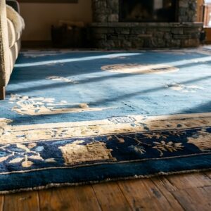 Antique Peking Room Size Wool Pile Blue Chinese Rug (SKU 23677) - in-room detail