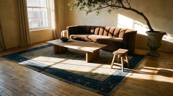 Antique peking room size wool blue, gray rug 5 Antique peking room size wool blue, gray rug (sku 24476) - room view