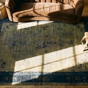 Antique Peking Room Size Wool Blue, Gray Rug (SKU 24476) - styled overhead view