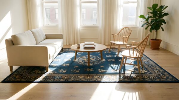 Antique peking room size wool blue navy, brown rug 7 Antique peking room size wool blue navy, brown rug (sku 24732) - room view