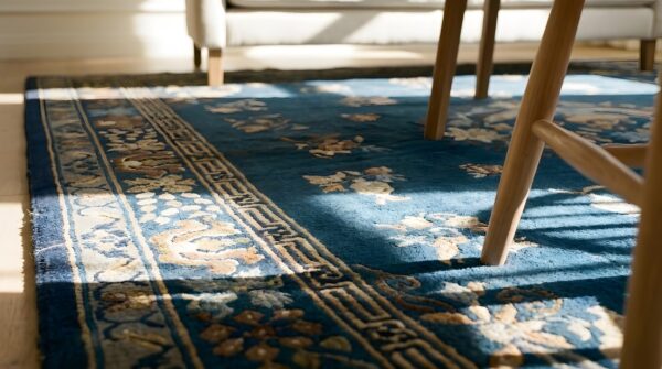 Antique peking room size wool blue navy, brown rug 8 Antique peking room size wool blue navy, brown rug (sku 24732) - in-room detail