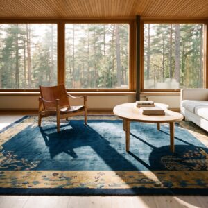 Antique Peking Room Size Wool Blue Navy, Camel Rug (SKU 24704) - room view