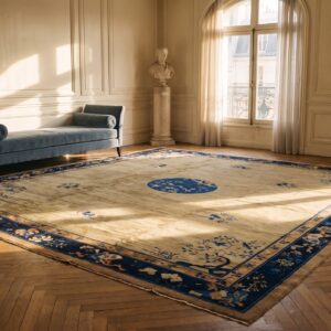 Antique Peking Room Size Wool Blue Navy, Ivory Rug (SKU 24445) - room view