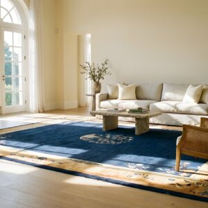 Antique Peking Room Size Wool Blue Navy, Yellow / Gold / Orange Rug (SKU 24322) - room view