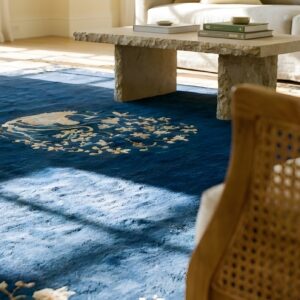 Antique Peking Room Size Wool Blue Navy, Yellow / Gold / Orange Rug (SKU 24322) - in-room detail