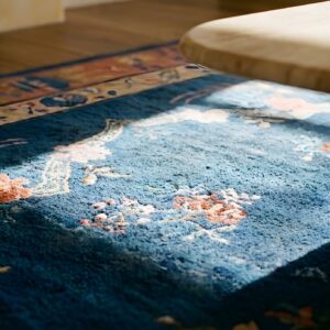 Antique Peking Room Size Wool Blue Red Rug (SKU 24558) - in-room detail
