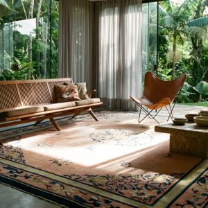 Antique Peking Room Size Wool Coral Rug (SKU 23791) - room view
