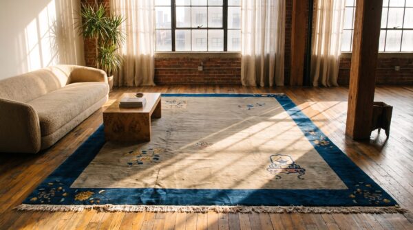 Antique peking room size wool grey rug (sku 22914) - room view