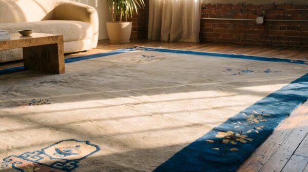 Antique peking room size wool grey rug (sku 22914) - in-room detail