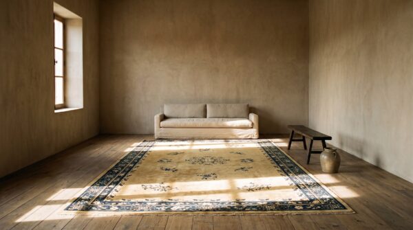 Antique peking room size wool ivory rug 10 Antique peking room size wool ivory rug (sku 24168) - room view