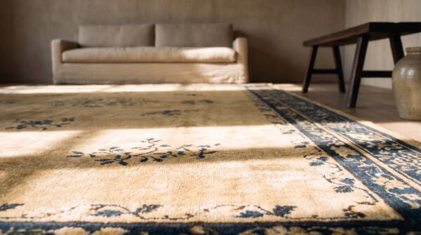 Antique peking room size wool ivory rug 11 Antique peking room size wool ivory rug (sku 24168) - in-room detail