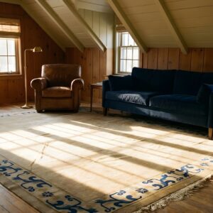 Antique Peking Room Size Wool Ivory Beige Cream White Rug (SKU 24335) - in-room detail
