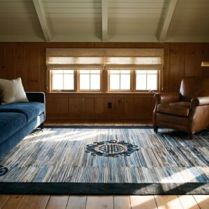 Antique Peking Room Size Wool Multi Rug (SKU 24039) - styled overhead view