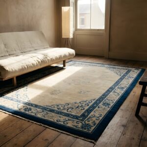 Antique Peking Small Oval Scatter Size Wool Beige, Black Rug (SKU 24718) - room view