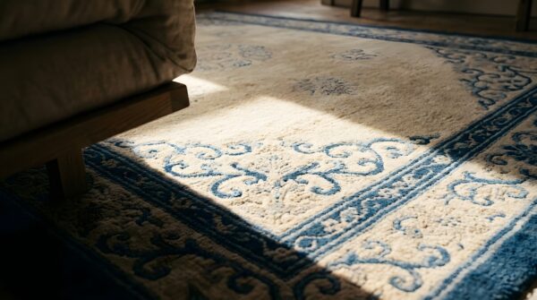 Antique peking small oval scatter size wool beige, black rug 10 Antique peking small oval scatter size wool beige, black rug (sku 24718) - in-room detail