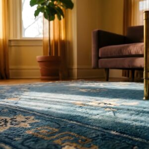 Antique Peking Small Scatter Size Wool Blue Rug (SKU 24761) - in-room detail