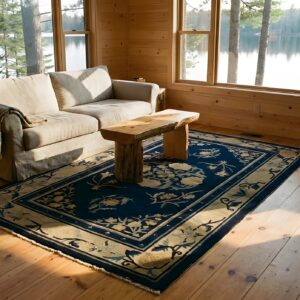 Antique Peking Small Scatter Size Wool Blue Navy, Camel Rug (SKU 24719) - room view