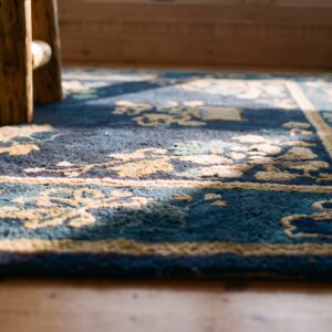 Antique Peking Small Scatter Size Wool Navy Rug (SKU 23647) - in-room detail