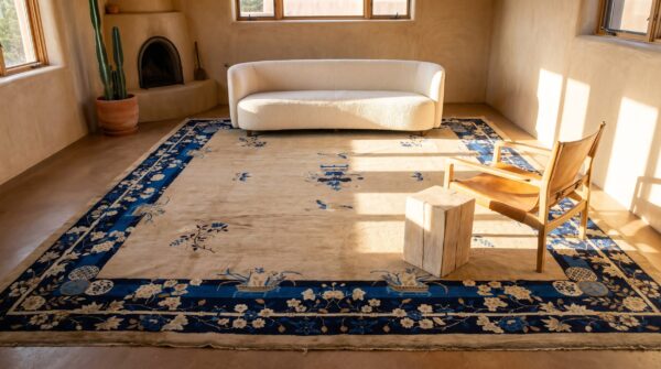 Antique peking square room size wool rug (sku 23657) - room view