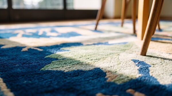 Antique peking square small scatter size wool black & navy rug 11 Antique peking square small scatter size wool black & navy rug (sku 24694) - in-room detail