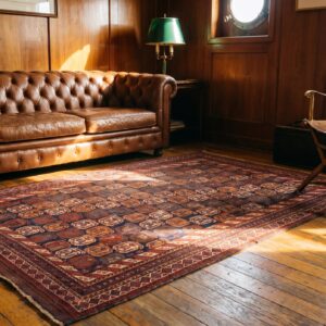Antique Persian Afshar Small Scatter Size Wool Blue Tribal Paisley Rug (SKU 21399) - room view