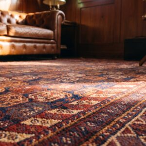 Antique Persian Afshar Small Scatter Size Wool Blue Tribal Paisley Rug (SKU 21399) - in-room detail