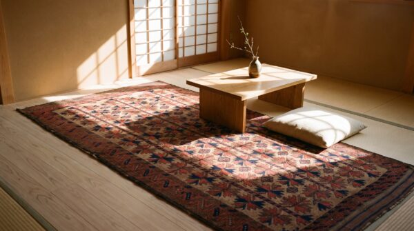 Antique persian allover geometric wool hand knotted pile 1890s rug 10 Antique persian allover geometric wool hand knotted pile 1890s rug (sku 21804) - room view