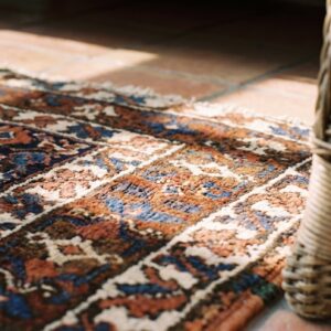 Antique Persian Bakshaish Blue Wool Hallway Runner Rug (SKU 18837) - in-room detail