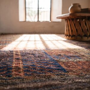 Antique Persian Baluch Prayer Rug 3'×4'6" Hand-Knotted Wool, 19th Century (SKU 19153) - in-room detail