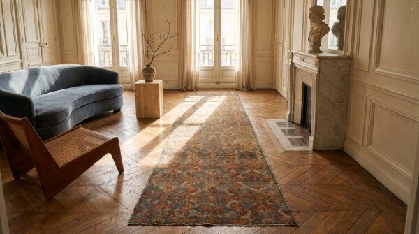 Antique persian bidjar herati fish pattern hallway runner rug (sku 18614) - room view