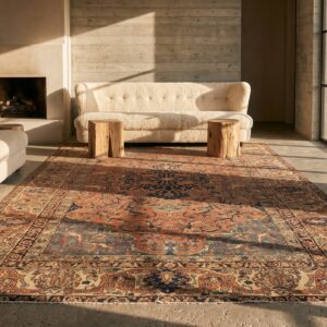 Antique Persian Floral Medallion Hand Knotted Pile Rug (SKU 21589) - room view