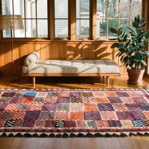 Antique Persian Gabbeh Allover Tribal Geometric Checkered Design Pile Rug (SKU 19192) - room view