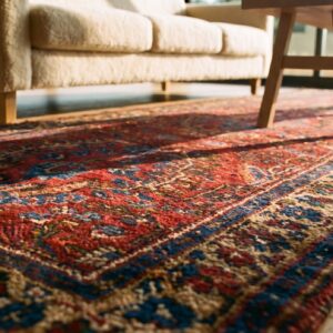 Antique Persian Hamadan Red Hallway Runner Wool Rug (SKU 25731) - in-room detail