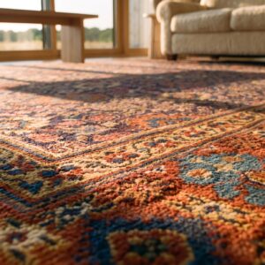 Antique Persian Khorassan Large Room Size Wool Dark Rug (SKU 23668) - in-room detail
